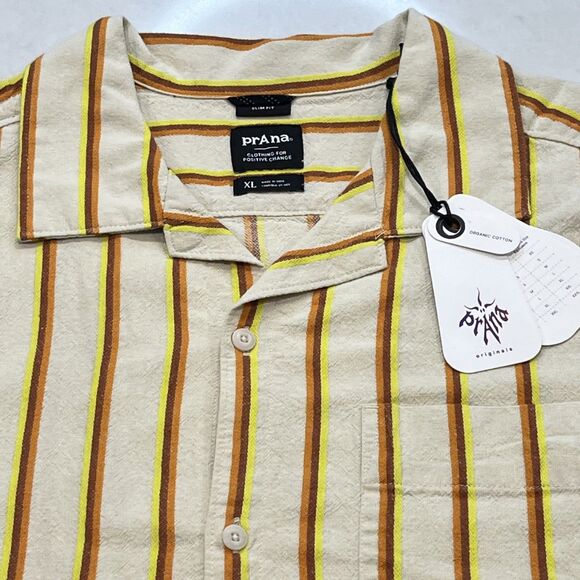 Prana NEW Unisex (MXL , WXXL) Mantra Heritage SLIM Organic Button Shirt Striped - Picture 6 of 14